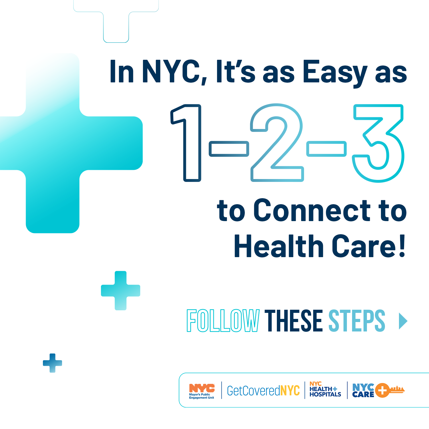 In NYC It's as Easy as 1-2-3 to Connect to Health Care. Follow these steps.